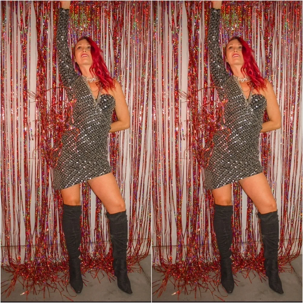 NWT NBD x REVOLVE Sequin One Shoulder Asymmetrical Dress - Picture 2 of 11